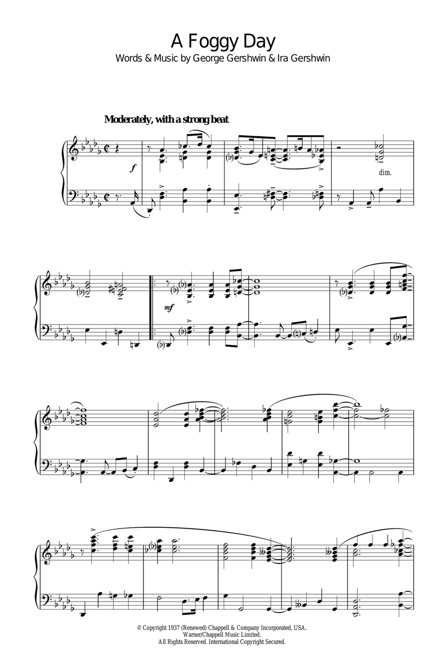 A Foggy Day A Foggy Day Piano Solo scores gallery preview page 1