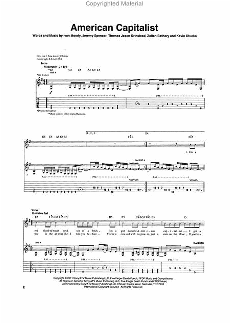 Five Finger Death Punch - American Capitalist Electric Guitar scores gallery preview page 2