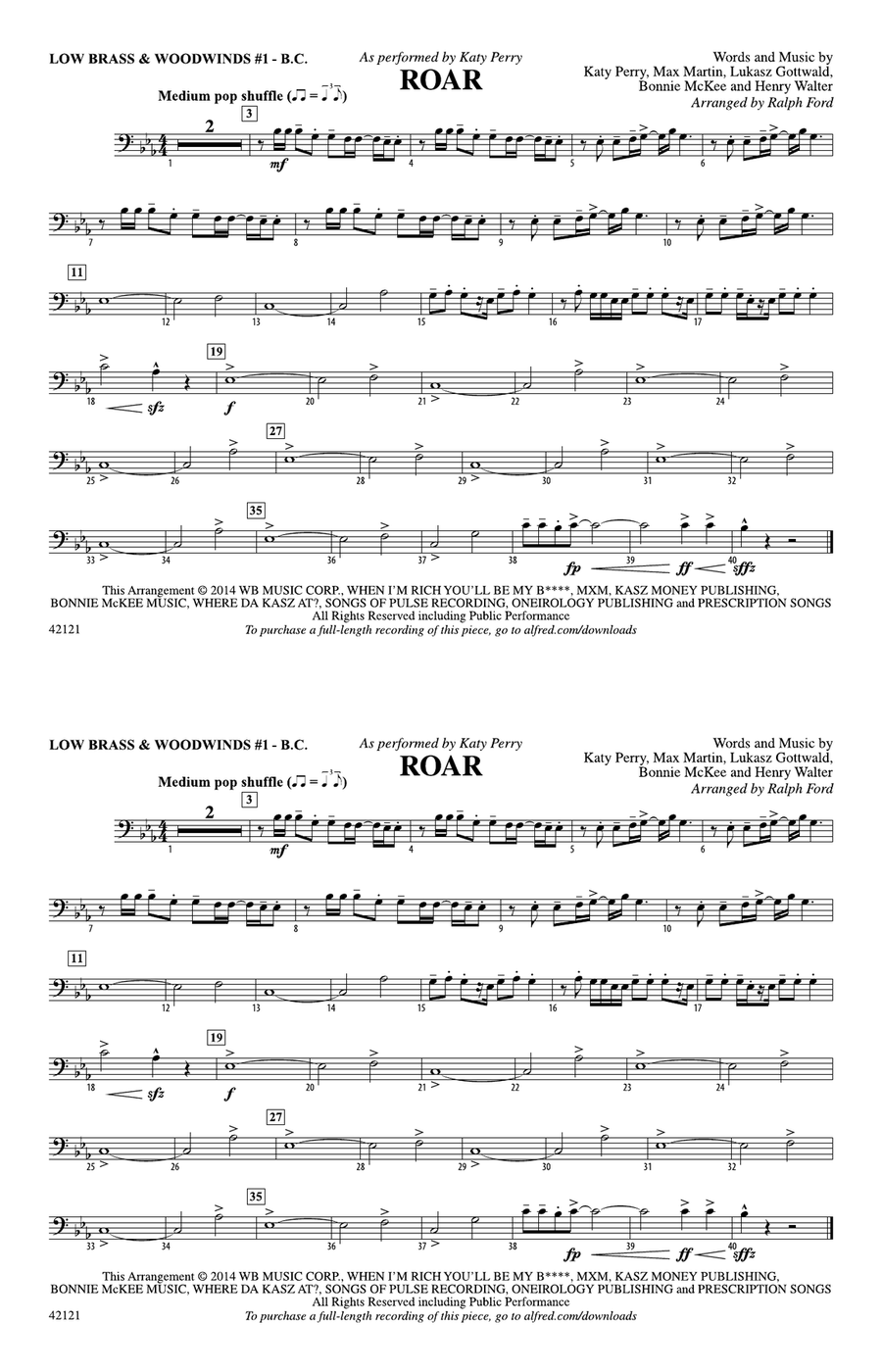 Roar: Low Brass & Woodwinds #1 - Bass Clef