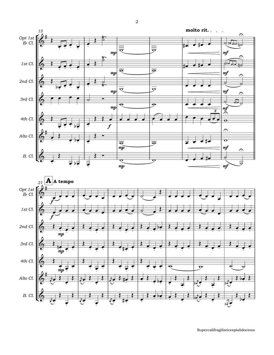 Supercalifragilisticexpialidocious from Walt Disney's MARY POPPINS Clarinet Choir scores gallery preview page 5