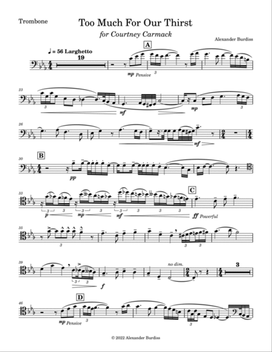 Too Much For Our Thirst (Trombone and Piano) Piano scores gallery preview page 3