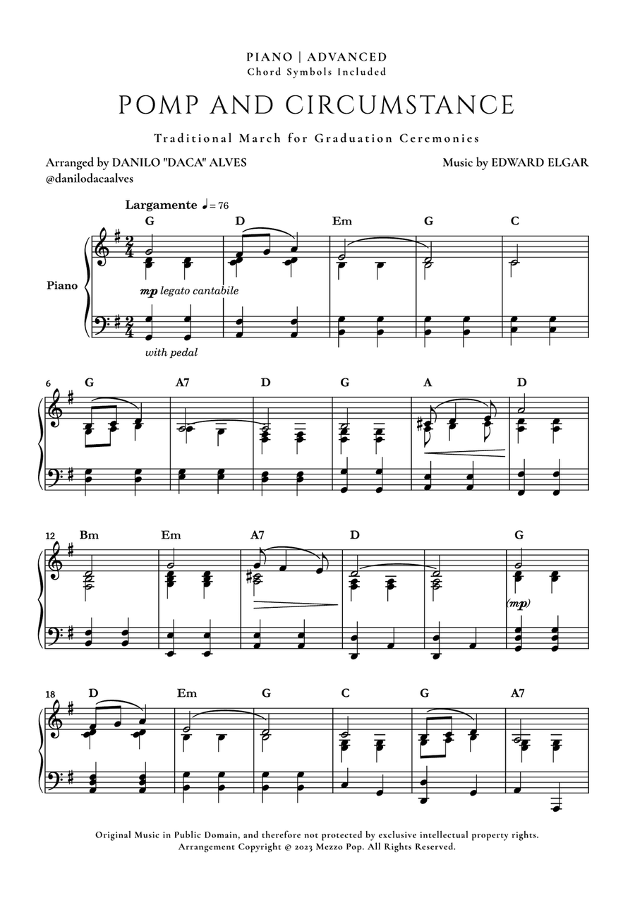 Pomp and Circumstance Piano Solo scores gallery preview page 1