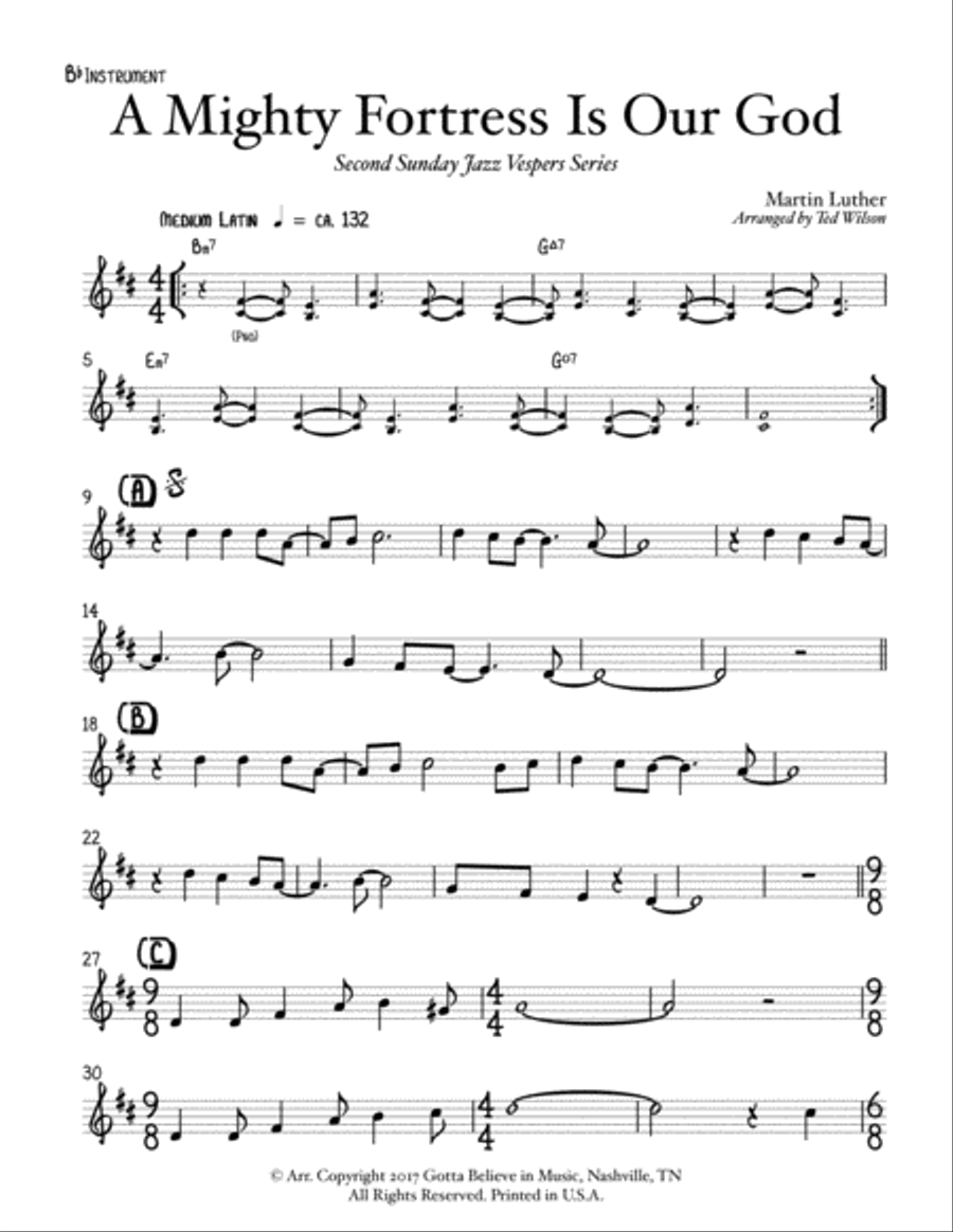 A Mighty Fortress Is Our God Jazz Ensemble scores gallery preview page 5