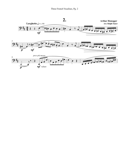 Three French Vocalises for Tuba or Bass Trombone and Piano