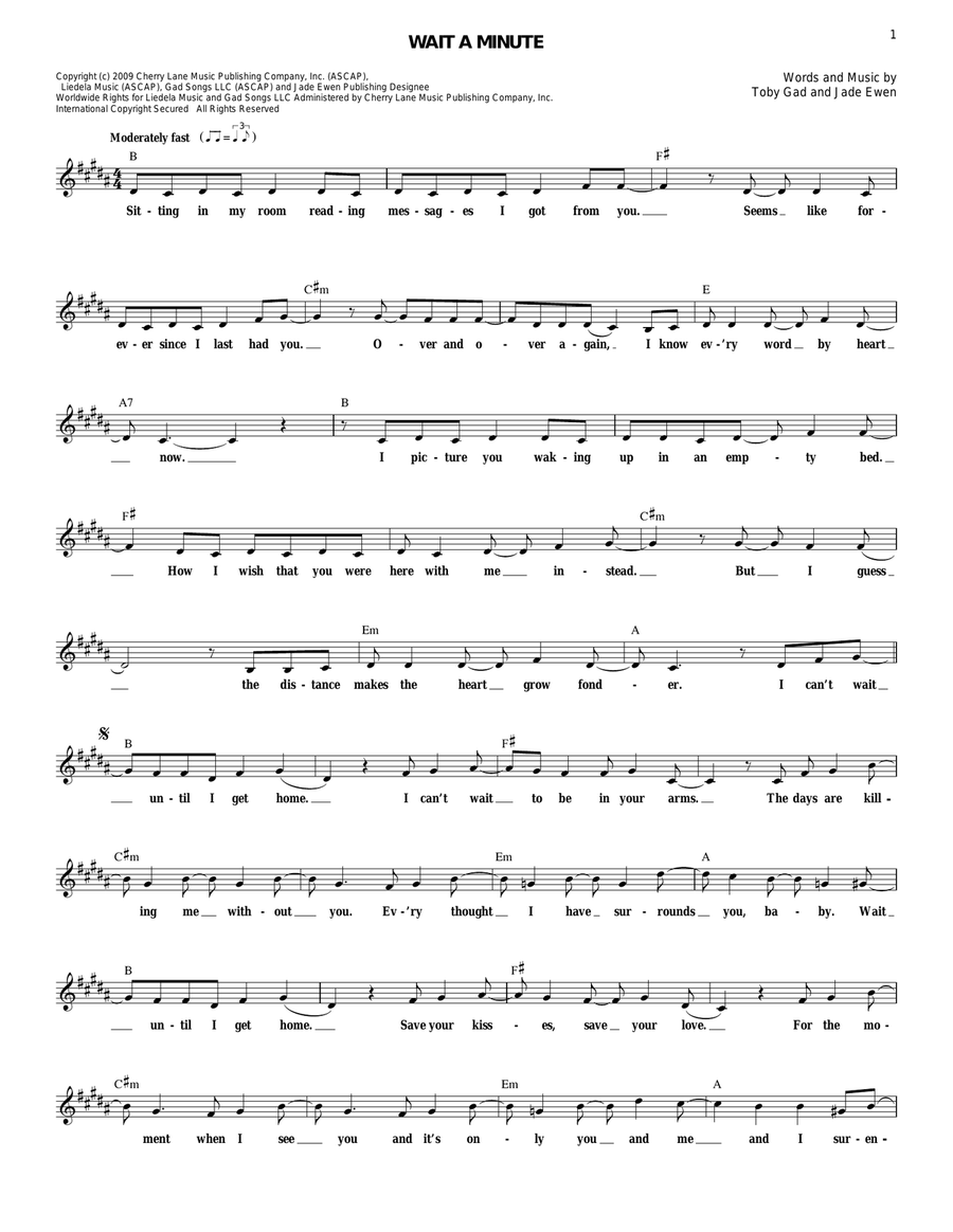 Wait A Minute Wait A Minute Piano scores gallery preview page 1