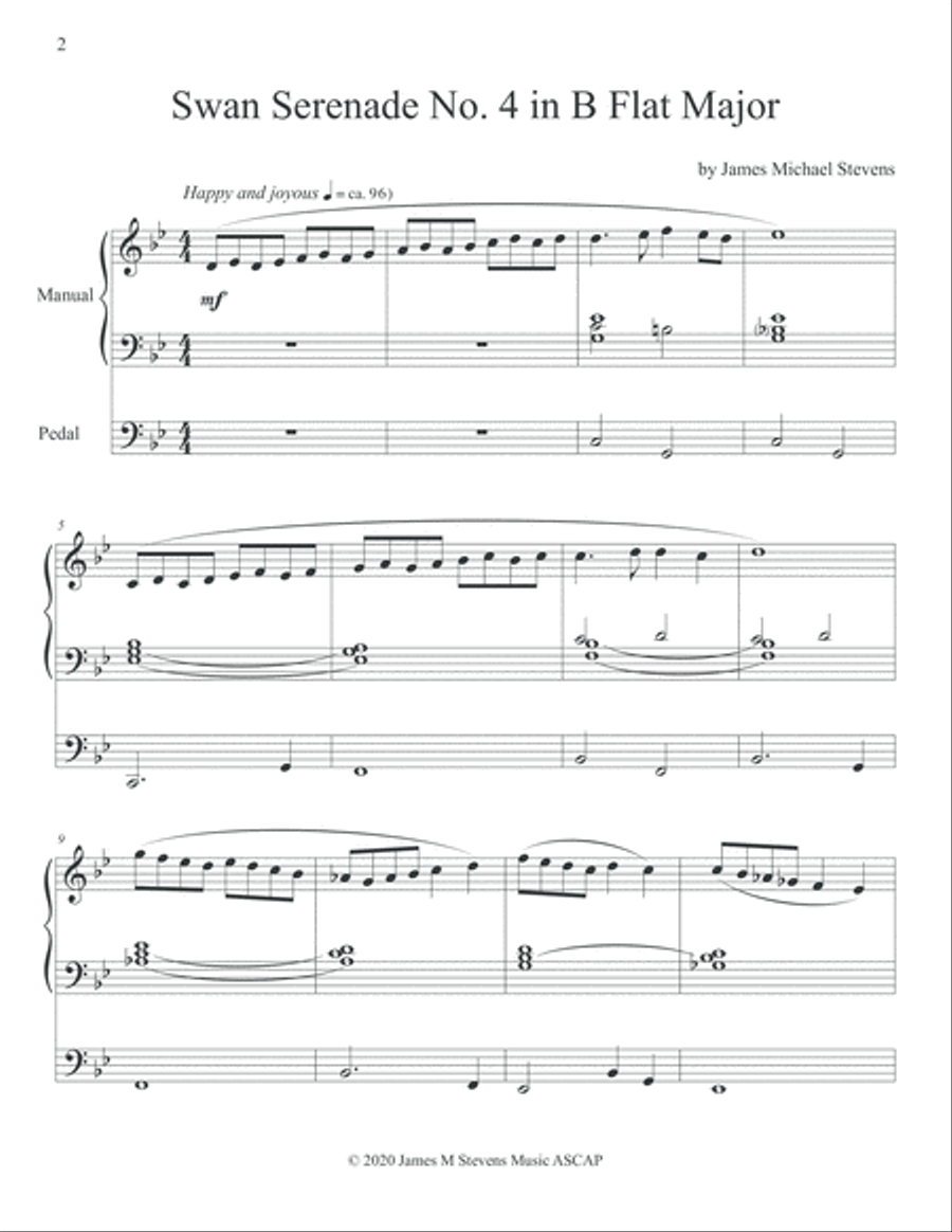 Swan Serenade No. 4 in B Flat major Organ Solo scores gallery preview page 2