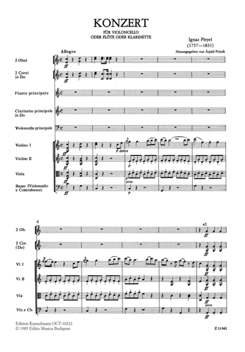 Concerto for cello (or flute or clarinet)