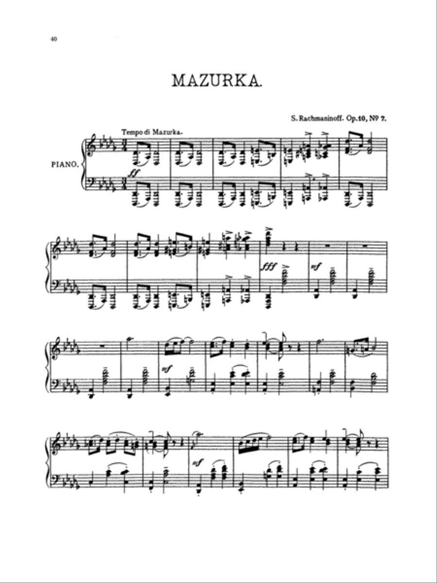 Rachmaninoff: Piano Pieces, Op. 10 Piano Solo scores gallery preview page 1