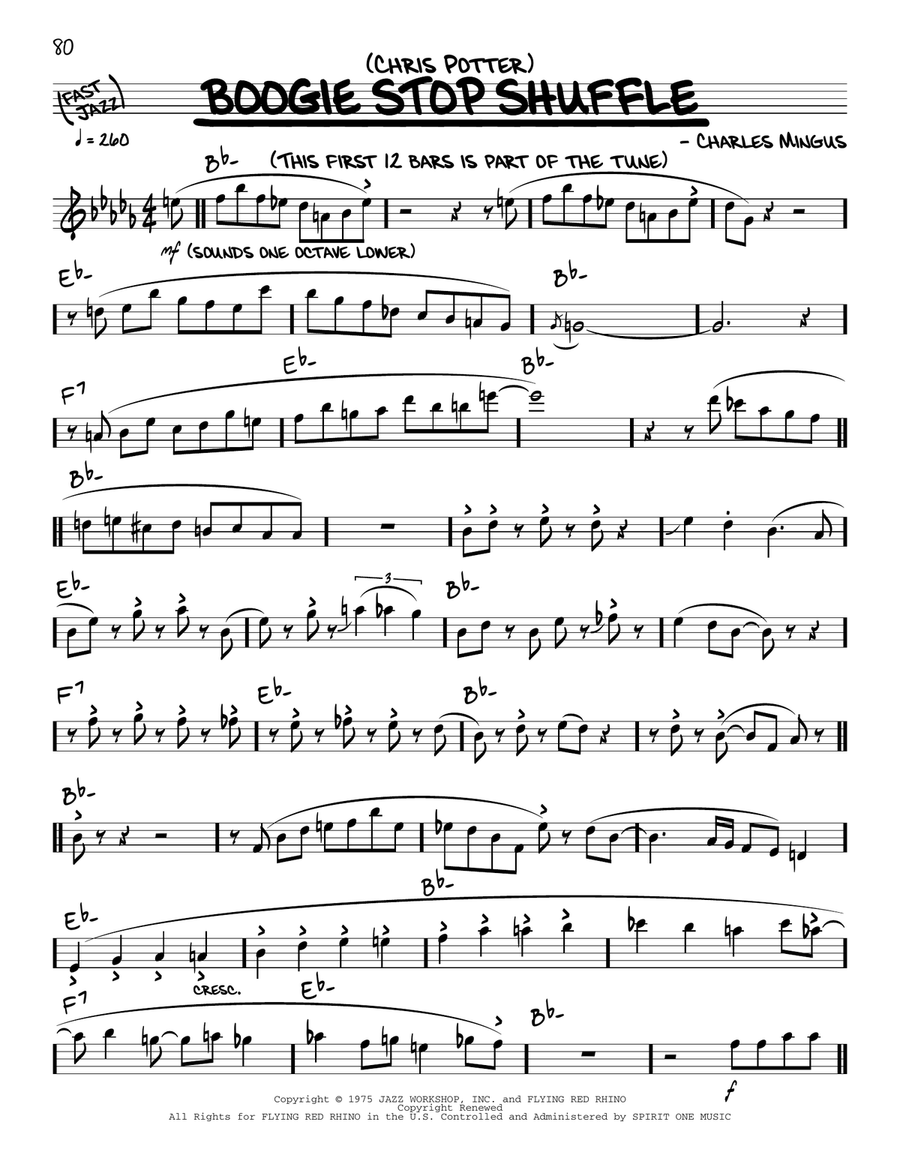 Boogie Stop Shuffle (solo only) Piano scores gallery preview page 1