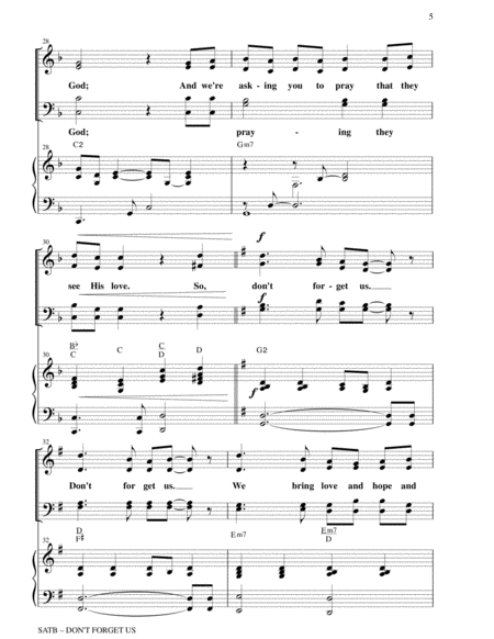 DON'T FORGET US (SATB Choir with Piano) image number null