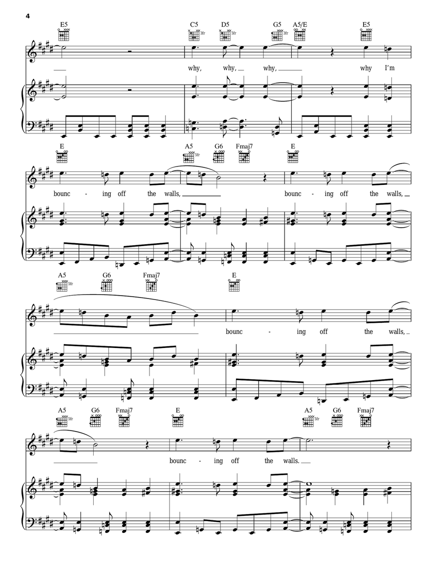 Bouncing Off The Walls Piano, Vocal, Guitar scores gallery preview page 4