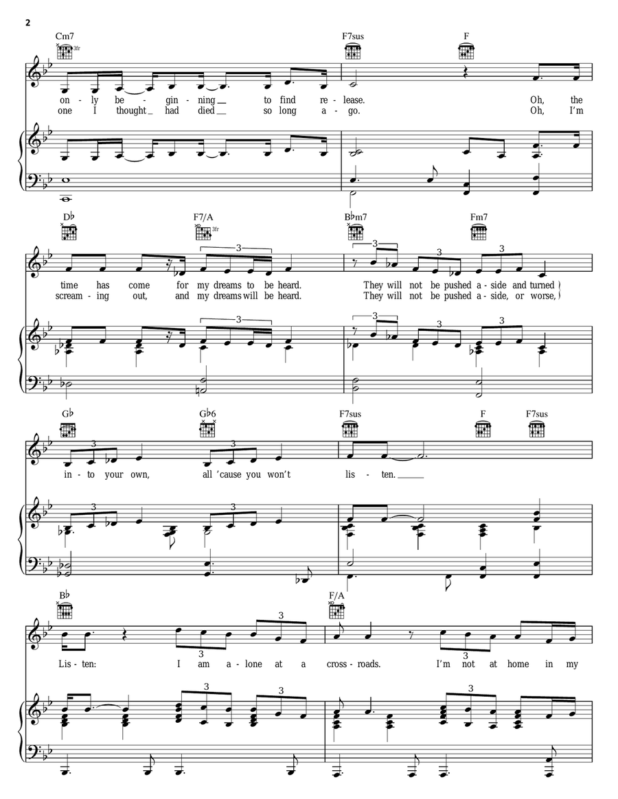 Listen (from Dreamgirls) Piano, Vocal, Guitar scores gallery preview page 2