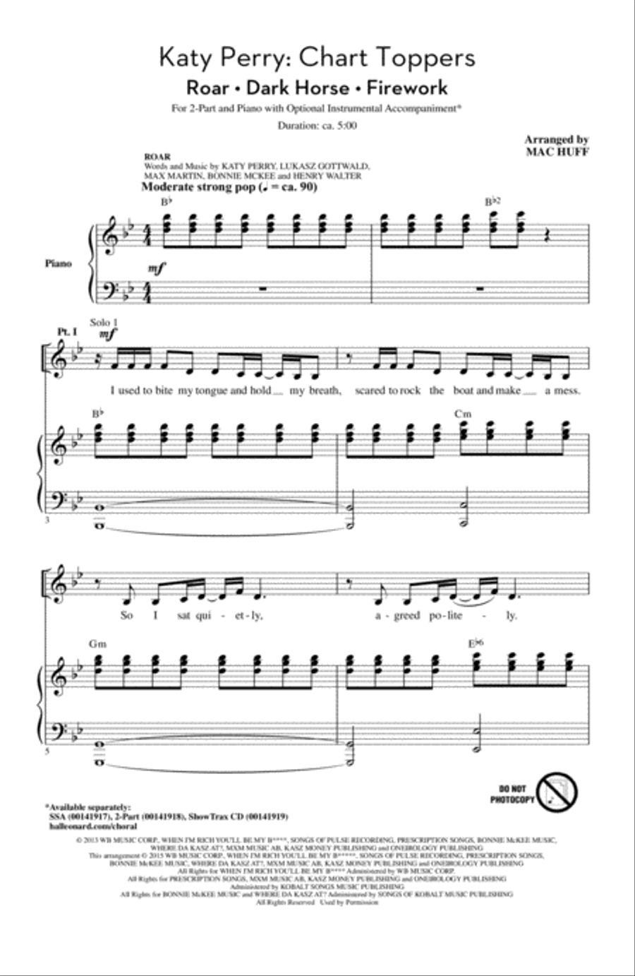 Katy Perry: Chart Toppers 2-Part scores gallery preview page 1
