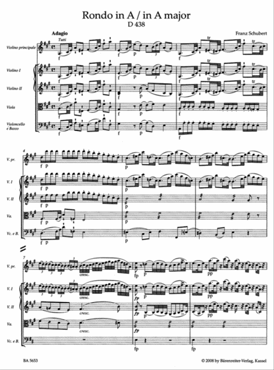 Rondo for Violin and Strings in A major D 438 Orchestra scores gallery preview page 2