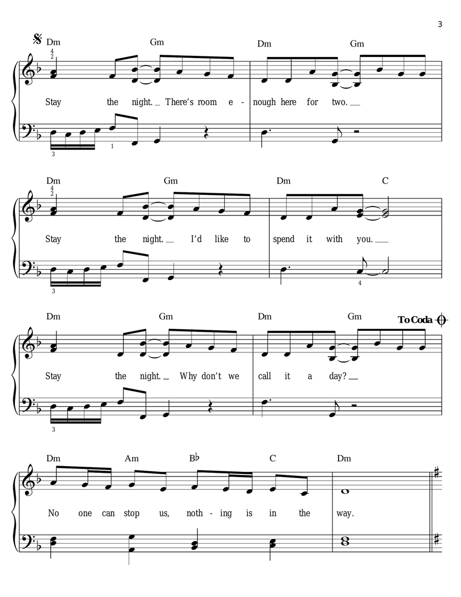 Stay The Night Stay The Night Easy Piano scores gallery preview page 3