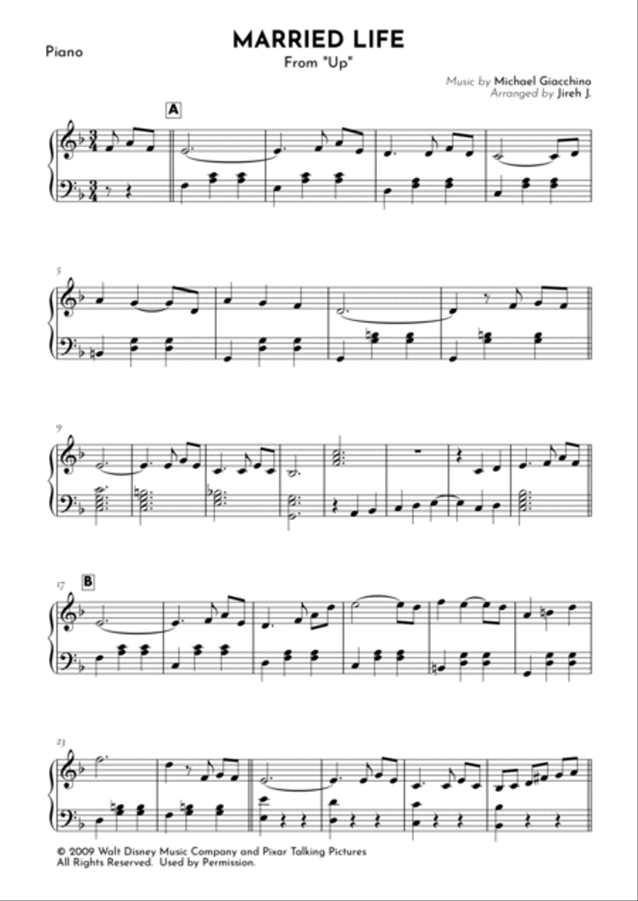 Married Life Easy Piano scores gallery preview page 2