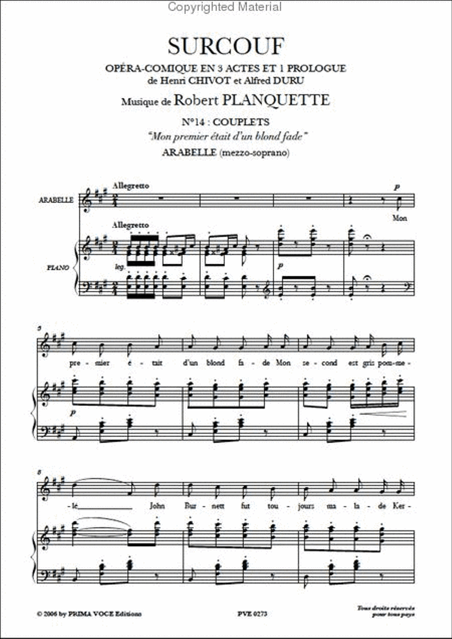 Mon premier etait d'un blond fade from Surcouf Mezzo-Soprano Voice scores gallery preview page 2