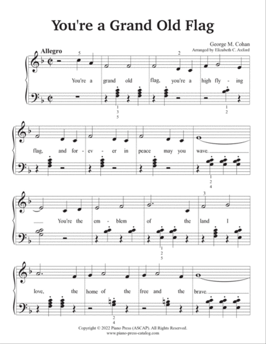 You're a Grand Old Flag Piano Method scores gallery preview page 2