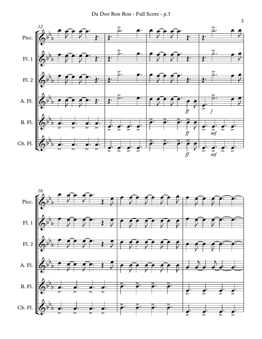 Da Doo Ron Ron (when He Walked Me Home) Flute Choir scores gallery preview page 5