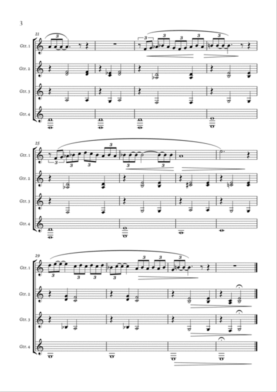 Gnossienne nº 2 (4 Guitars) - Score Only Guitar Ensemble scores gallery preview page 4