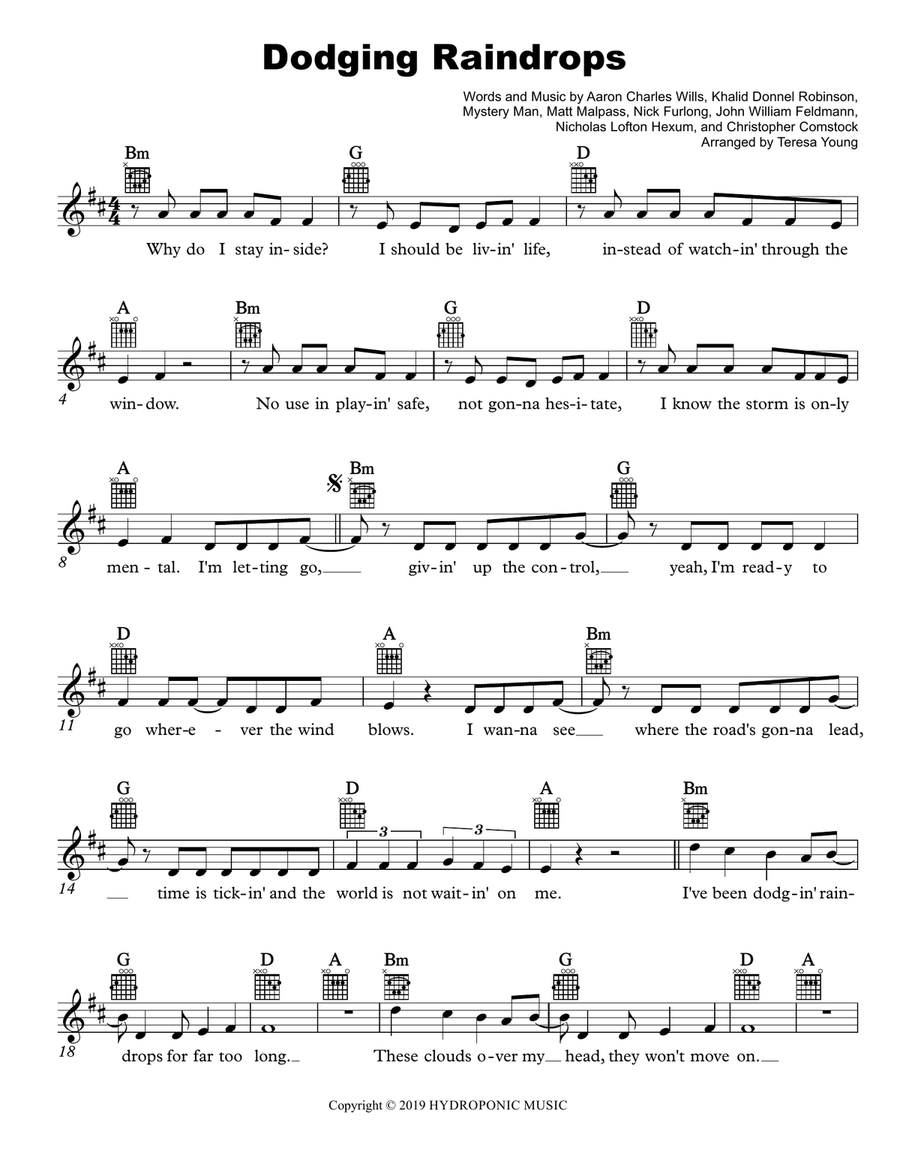 Dodging Raindrops Piano scores gallery preview page 1