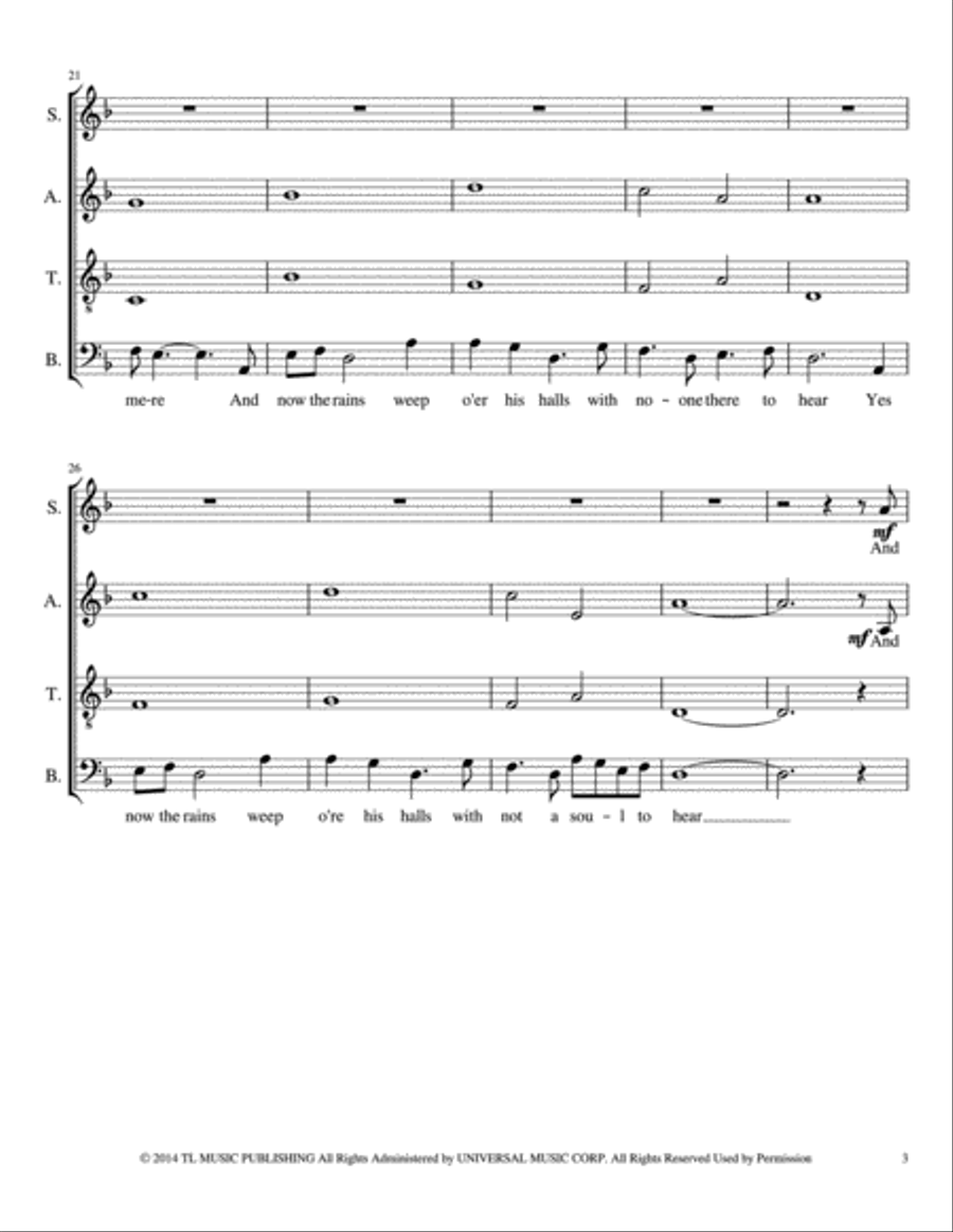 The Rains Of Castamere The Rains Of Castamere 4-Part scores gallery preview page 3