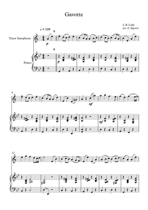 Gavotte, Jean-Baptiste Lully, For Tenor Saxophone & Piano