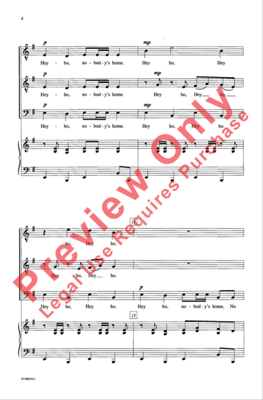 Hey Ho, Nobody's Home Hey Ho, Nobody's Home Men's Choir scores gallery preview page 4