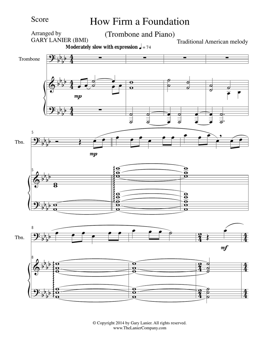 3 HYMNS OF ASSURANCE (for Trombone and Piano with Score/Parts) Piano scores gallery preview page 2
