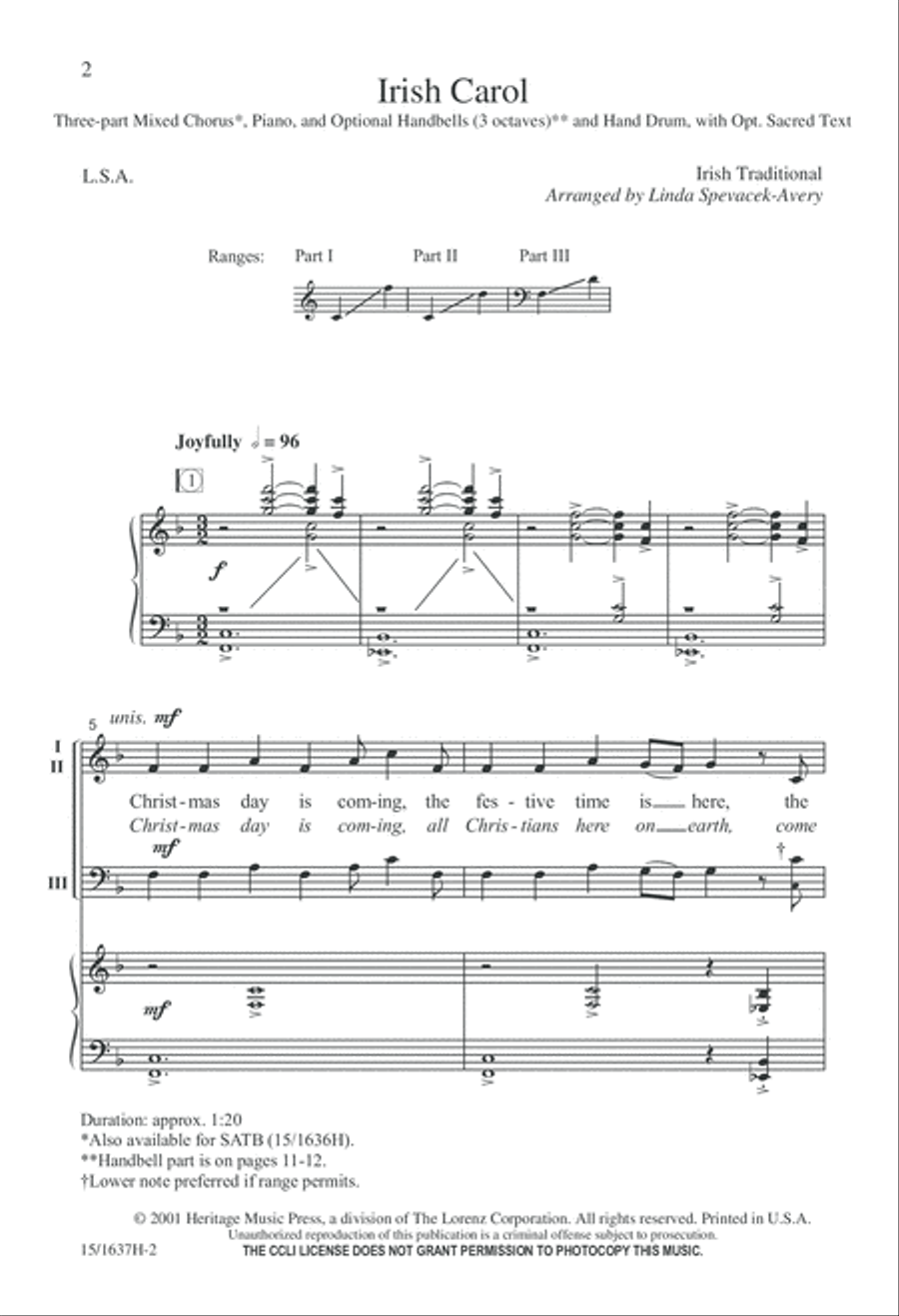 Irish Carol 3-Part scores gallery preview page 2