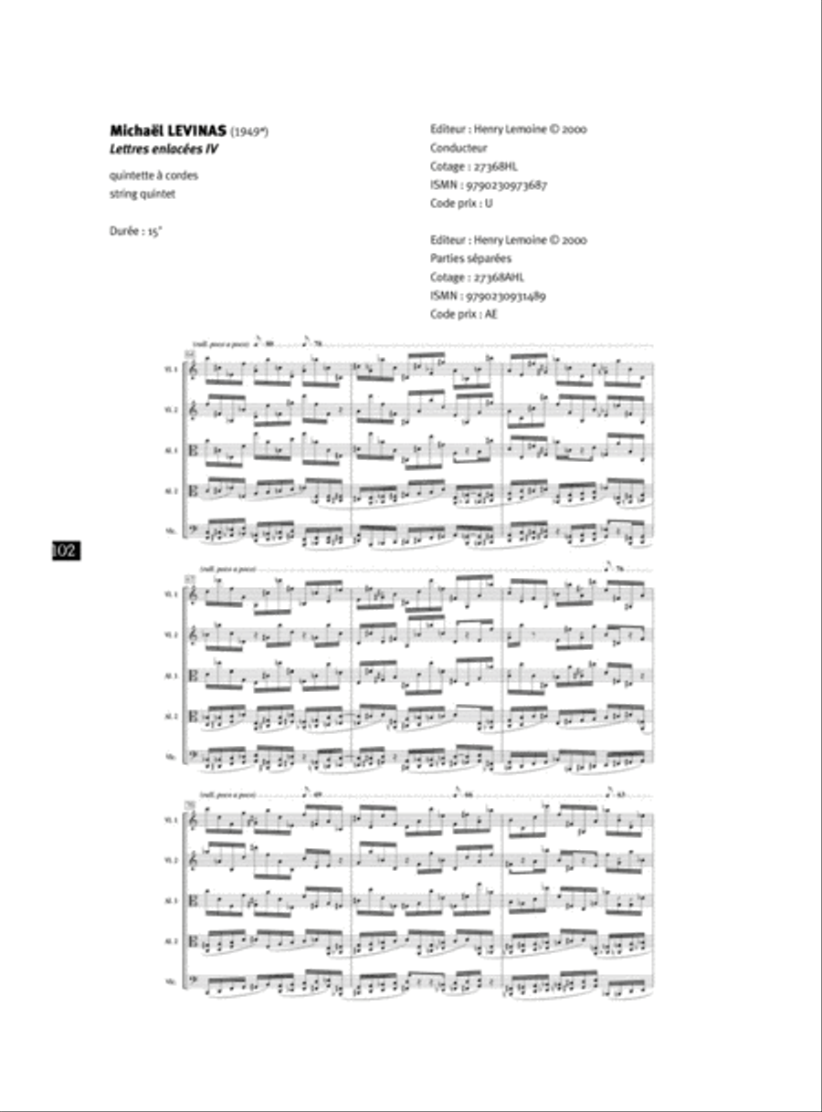 Les lettres enlacees IV String Quintet scores gallery preview page 2