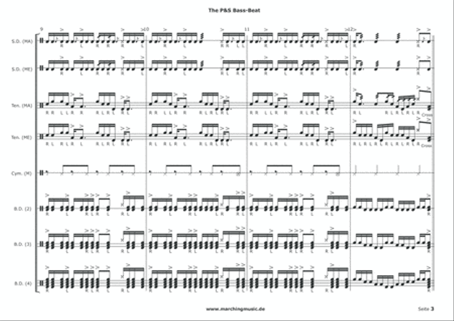BASS BEAT (Street Cadence) Marching Band scores gallery preview page 4