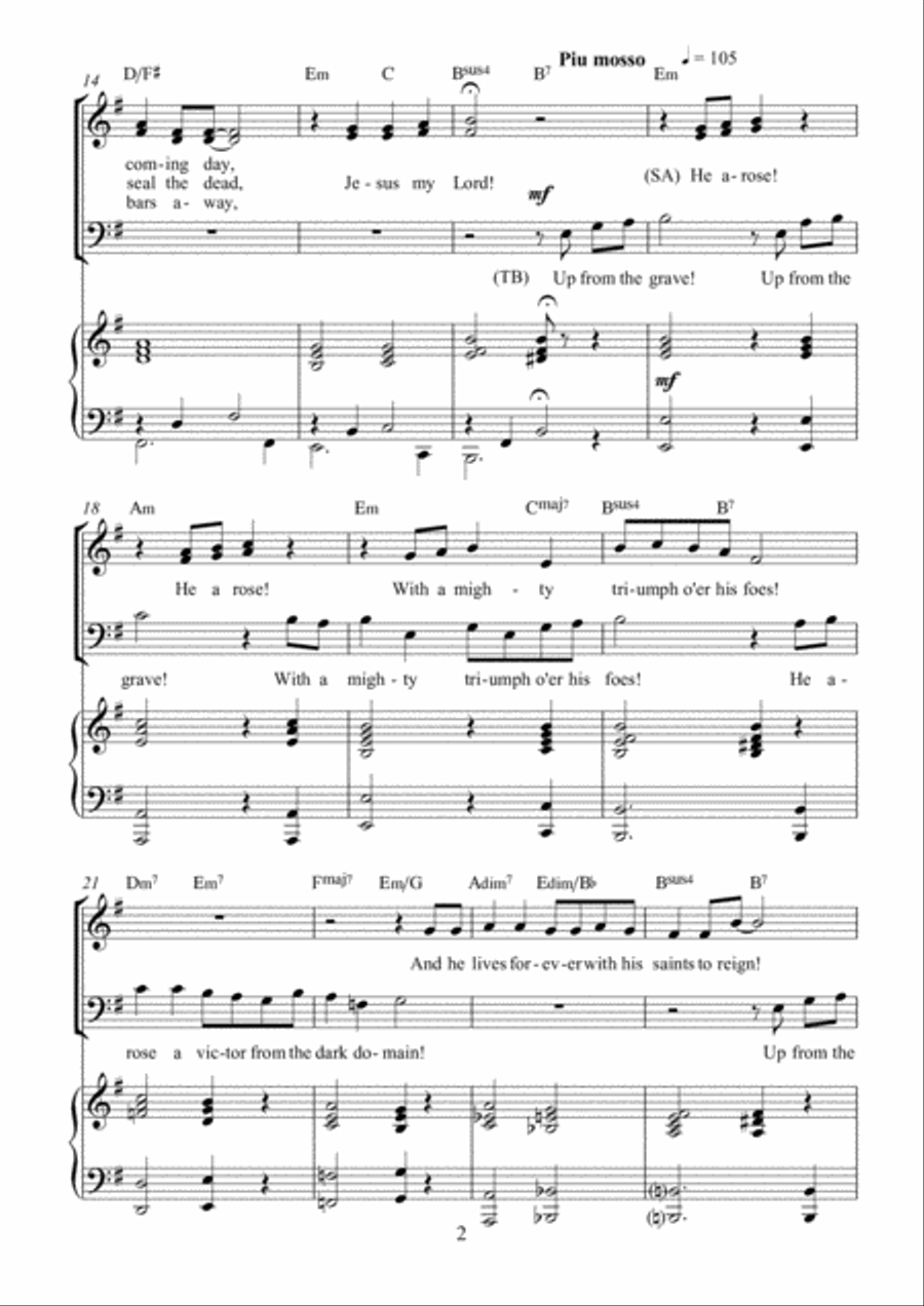 Up from the Grave (Low in the grave he lay) 3-Part scores gallery preview page 3