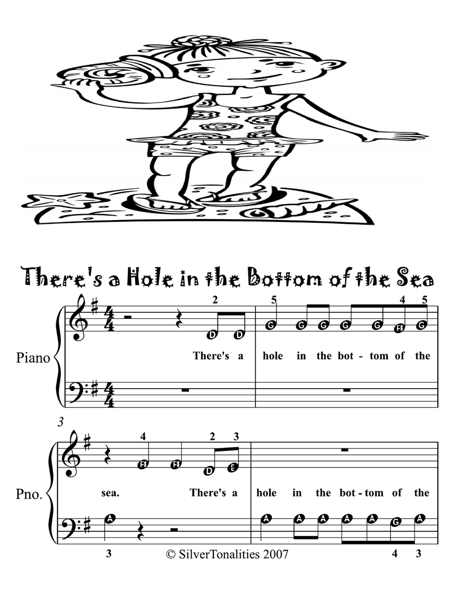 There's a Hole In the Bottom of the Sea Beginner Piano Sheet Music Piano Method scores gallery preview page 2