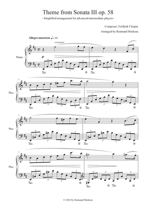 Book cover for Sonata op 58 - Theme from 1st Movement (Easier version for advanced intermediate players)