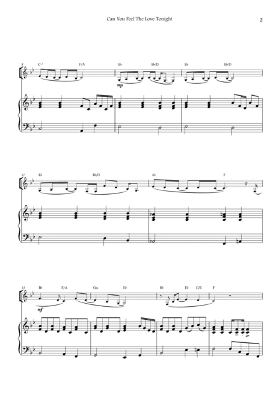 Can You Feel The Love Tonight Baritone Saxophone scores gallery preview page 2
