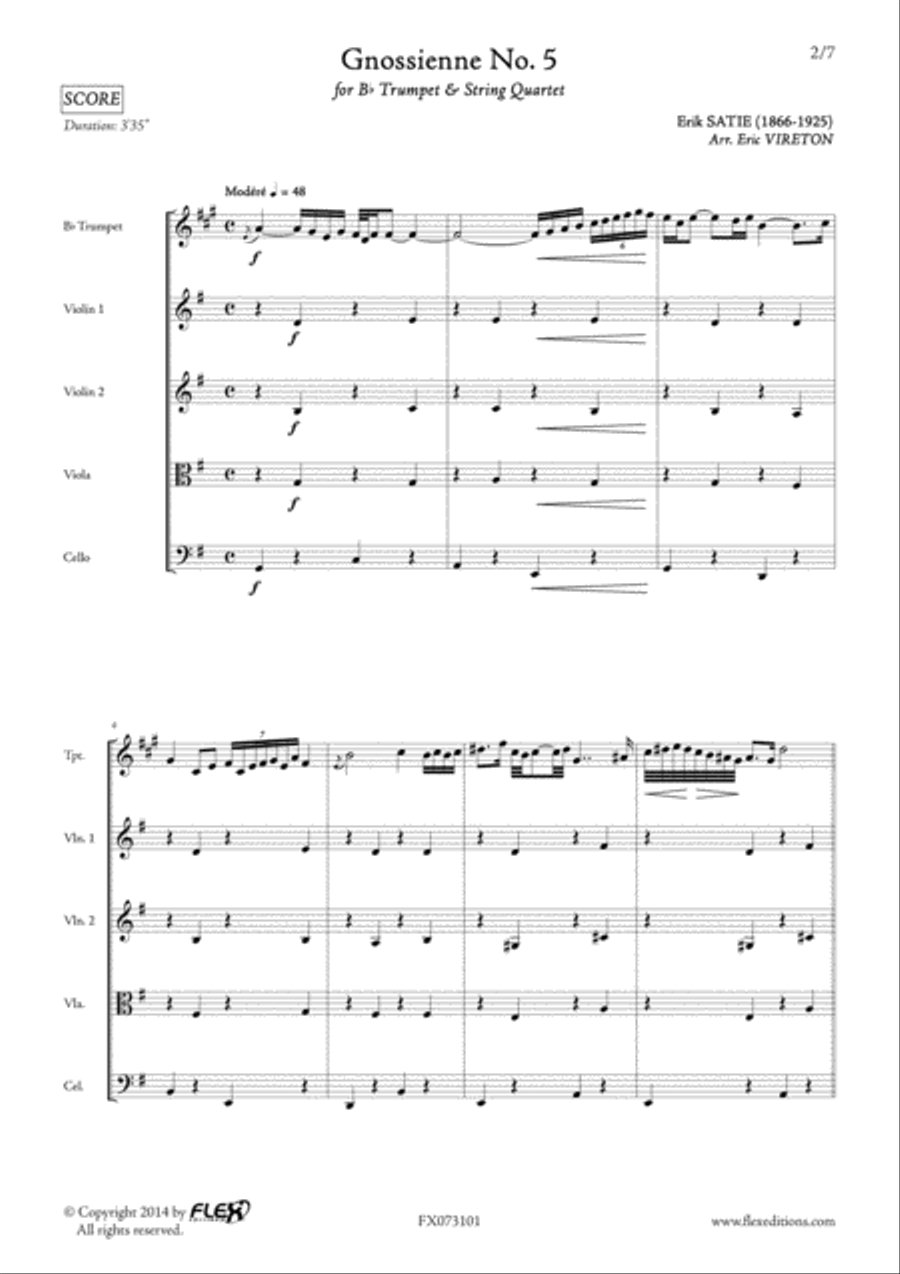 Gnossienne No. 5 Trumpet scores gallery preview page 2