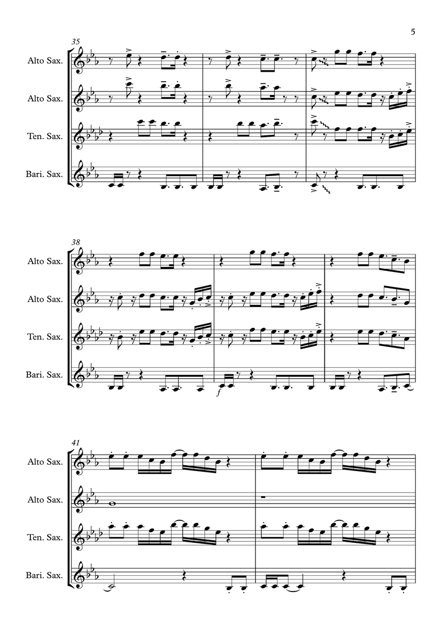 Ain't Nobody Woodwind Quartet scores gallery preview page 5