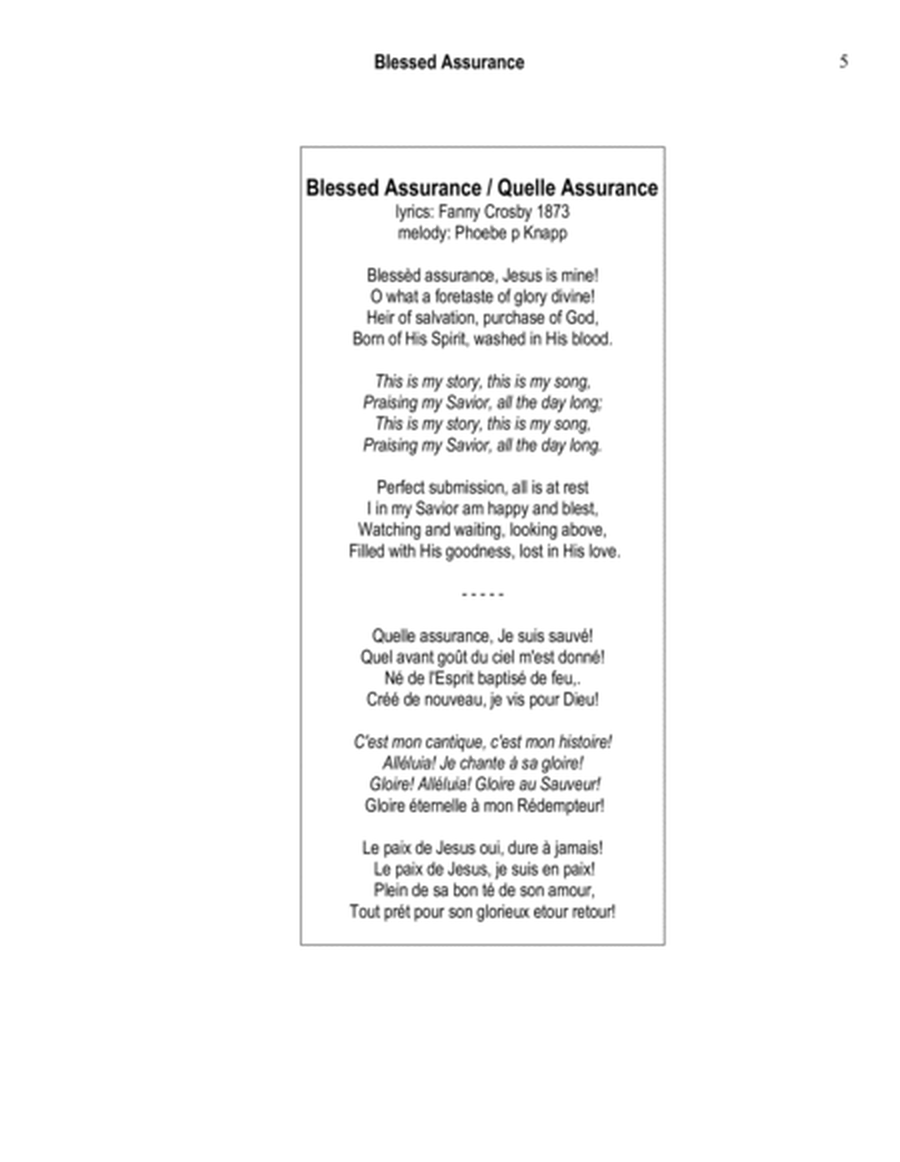Blessed Assurance (Quelle Assurance) arranged for piano solo by Stephen R Dalrymple image number null