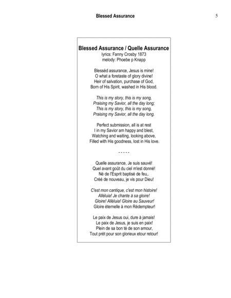 Blessed Assurance (Quelle Assurance) arranged for piano solo by Stephen R Dalrymple image number null
