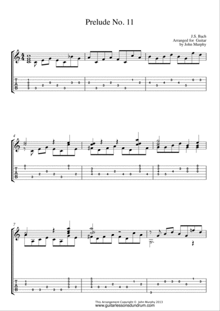 Prelude No. 11 by Bach Prelude No. 11 by Bach School and Community scores gallery preview page 1