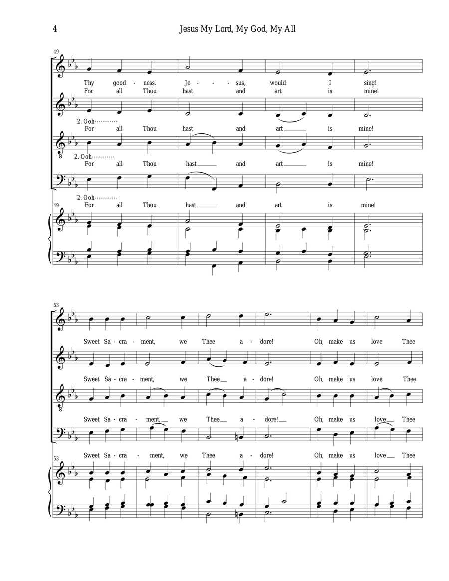 Jesus my Lord, my God, my all SATB,Organ optional strings 4-Part scores gallery preview page 4
