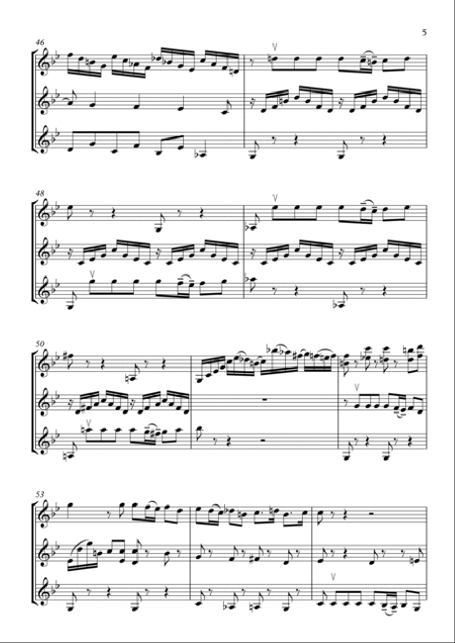 Fugue in G minor (from 3 Sonatas and 3 Partitas for Solo Violin) (BWV 1001) - arranged for 3 violins String Trio scores gallery preview page 5