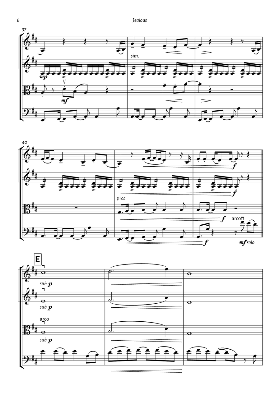 Jealous String Quartet scores gallery preview page 6