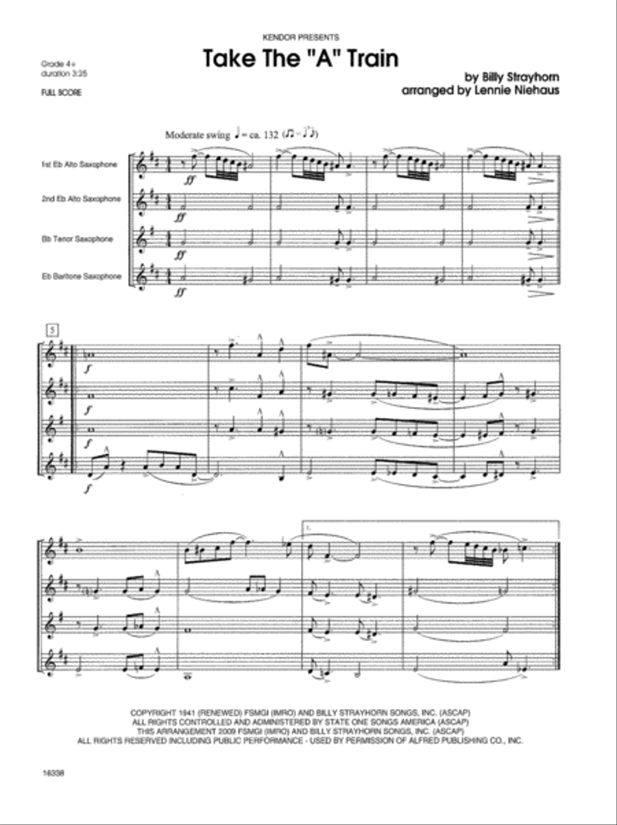 Take The A Train Saxophone Quartet scores gallery preview page 2