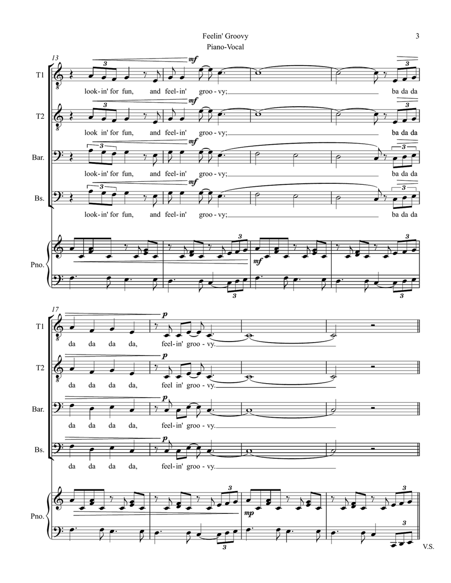 The 59th Street Bridge Song (feelin' Groovy) TTBB scores gallery preview page 3