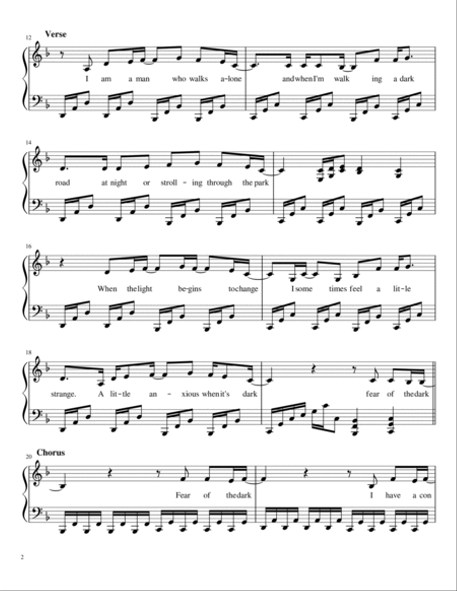 Fear Of The Dark Piano Solo scores gallery preview page 2
