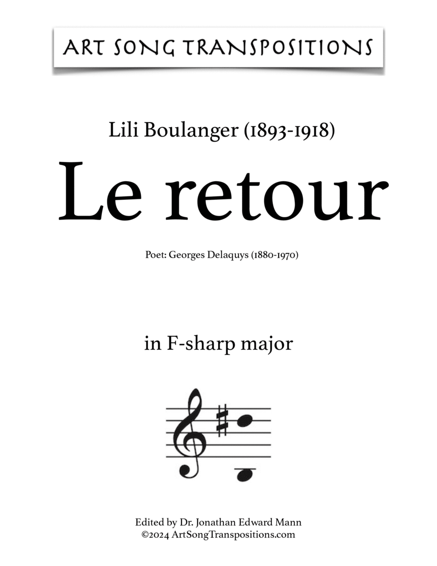BOULANGER: Le retour (transposed to F-sharp major)