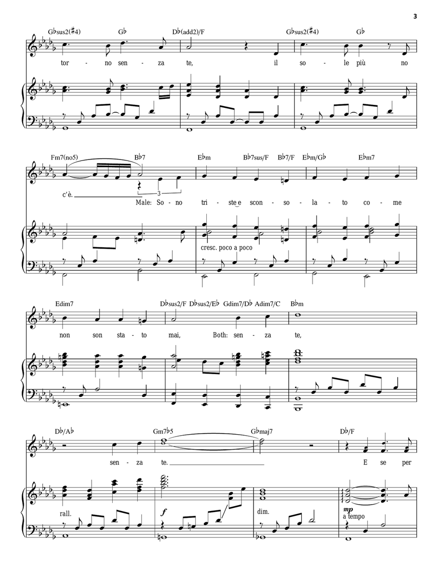 E Piu'ti Penso (The More I Think Of You) Piano, Vocal scores gallery preview page 3