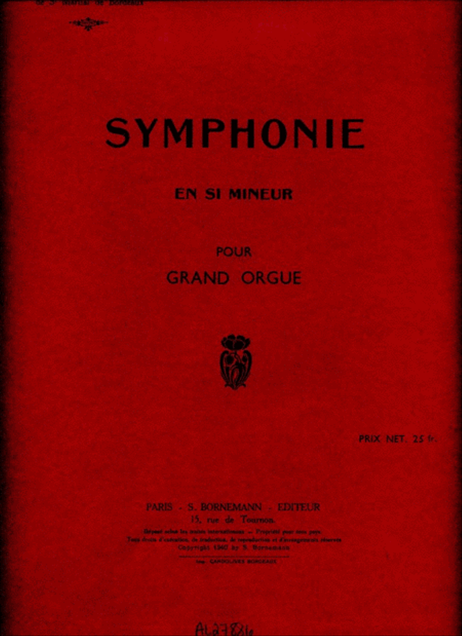 Book cover for Symphonie In B Minor (organ)